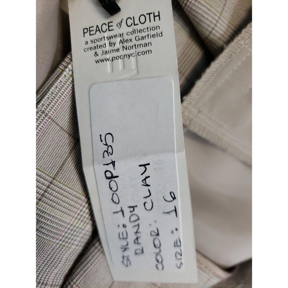 Peace of Cloth womens Beige check Career Dress Ankle Pants Women's Size 16 NWT - Picture 6 of 11